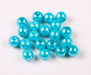 Perle din sticla albastre 10mm , cca 84buc, gaura 1 mm
