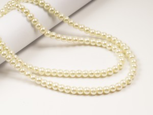 Sirag de perle din sticla ivoire - 140 buc, 6mm, gaura 1mm
