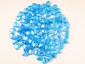 Inimioare acrill bleu sidefat, 6 mm, cca 200 buc, gaura 1.2 mm