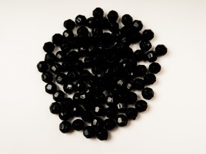 Margele fatetate negre din acril 6 cm, 100 buc, gaura 1 mm