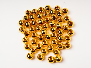 Sfere acril metalizat auriu 6 mm, 100 buc, gaura 2 mm