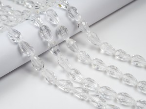 Cristale fatetate lacrima transparent 15X10mm,10buc, gaura 1 mm