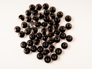 Margele acril miez negru, 6 mm, gaura 2 mm, 50 buc