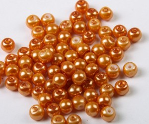 Perle din sticla portocaliu- cca84 buc, 10mm, gaura 1mm