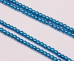 Sirag de perle din sticla albastru II- cca.220 buc,4 mm, gaura 0
