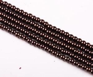 Perle din sticla bronz 4 mm, gaura 1 mm 0.8mm, cca 220 buc